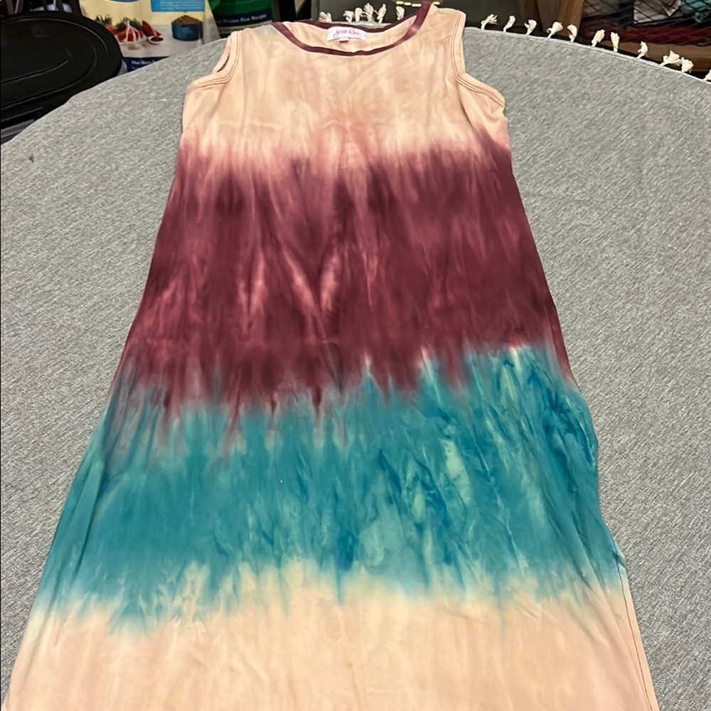 Cream and Purple Sleeveless Maxi Sundress